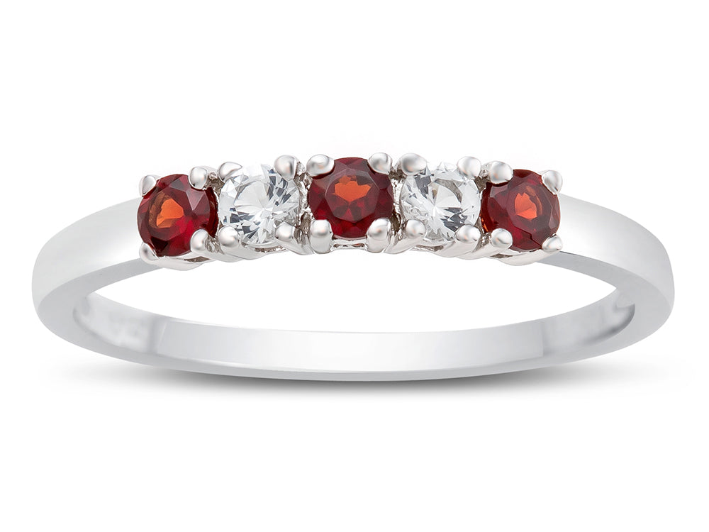 FJC Finejewelers 2.5mm Garnet and White Topaz Band / Ring