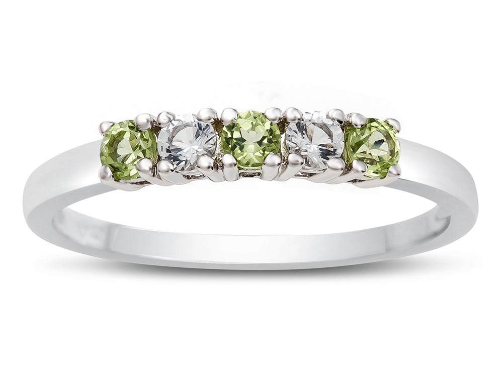FJC Finejewelers 2.5mm Peridot and White Topaz Band / Ring