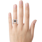 FJC Finejewelers Sterling Silver 3 Triple Band Ring with 7mm Mystic Topaz Cushion-Cut