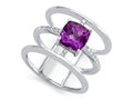 FJC Finejewelers Sterling Silver 3 Triple Band Ring with 7mm Simulated Alexandrite Cushion-Cut
