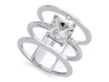 FJC Finejewelers Sterling Silver 3 Triple Band Ring with 7mm White Topaz Cushion-Cut