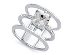 FJC Finejewelers Sterling Silver 3 Triple Band Ring with 7mm White Topaz Cushion-Cut