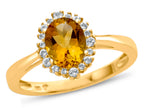 FJC Finejewelers 10k Yellow Gold 8x6mm Oval Citrine with White Topaz accent stones Halo Ring