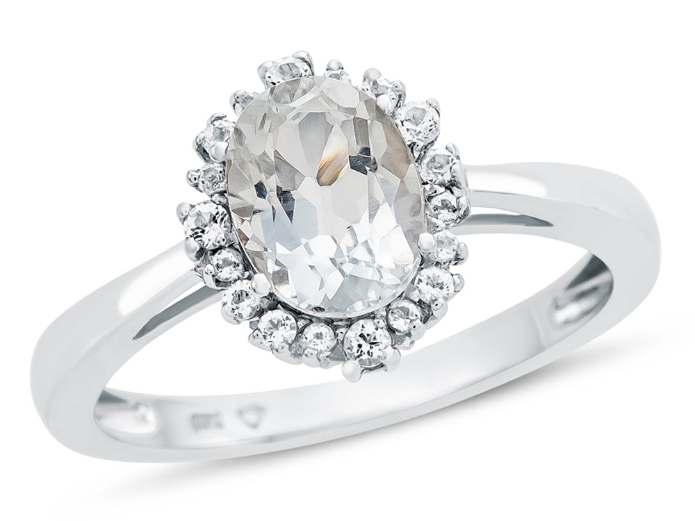 FJC Finejewelers 10k White Gold 8x6mm Oval White Topaz with White Topaz accent stones Halo Ring