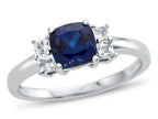 FJC Finejewelers 6x6mm Cushion-Cut Created Blue Sapphire and White Topaz Ring