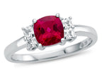FJC Finejewelers 925 Sterling Silver 6x6mm Cushion-Cut Created Ruby and White Topaz Ring