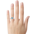 FJC Finejewelers 925 Sterling Silver 6x6mm Cushion-Cut Swiss Blue Topaz and White Topaz Ring