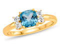 FJC Finejewelers 6x6mm Cushion-Cut Swiss Blue Topaz and White Topaz Ring