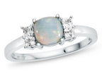 FJC Finejewelers 925 Sterling Silver 6x6mm Cushion-Cut Created Opal and White Topaz Ring