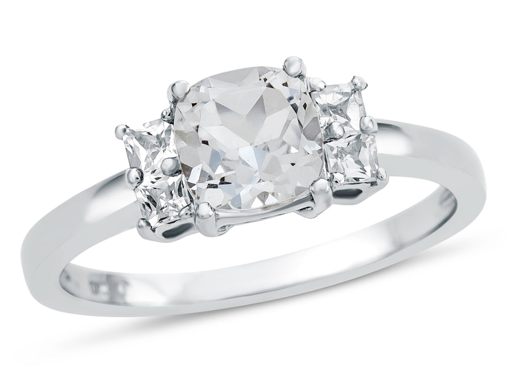 FJC Finejewelers 925 Sterling Silver 6x6mm Cushion-Cut White Topaz Ring