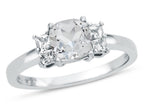 FJC Finejewelers 925 Sterling Silver 6x6mm Cushion-Cut White Topaz Ring