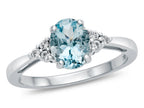 FJC Finejewelers 10k White Gold 8x6mm Oval Aquamarine and White Topaz Ring
