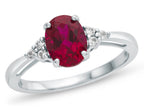 FJC Finejewelers 10k White Gold 8x6mm Oval Created Ruby and White Topaz Ring