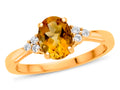 FJC Finejewelers 10k Yellow Gold 8x6mm Oval Citrine and White Topaz Ring