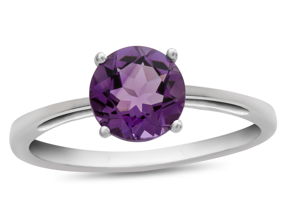 FJC Finejewelers 10k White Gold 7mm Solitaire Round Amethyst Ring