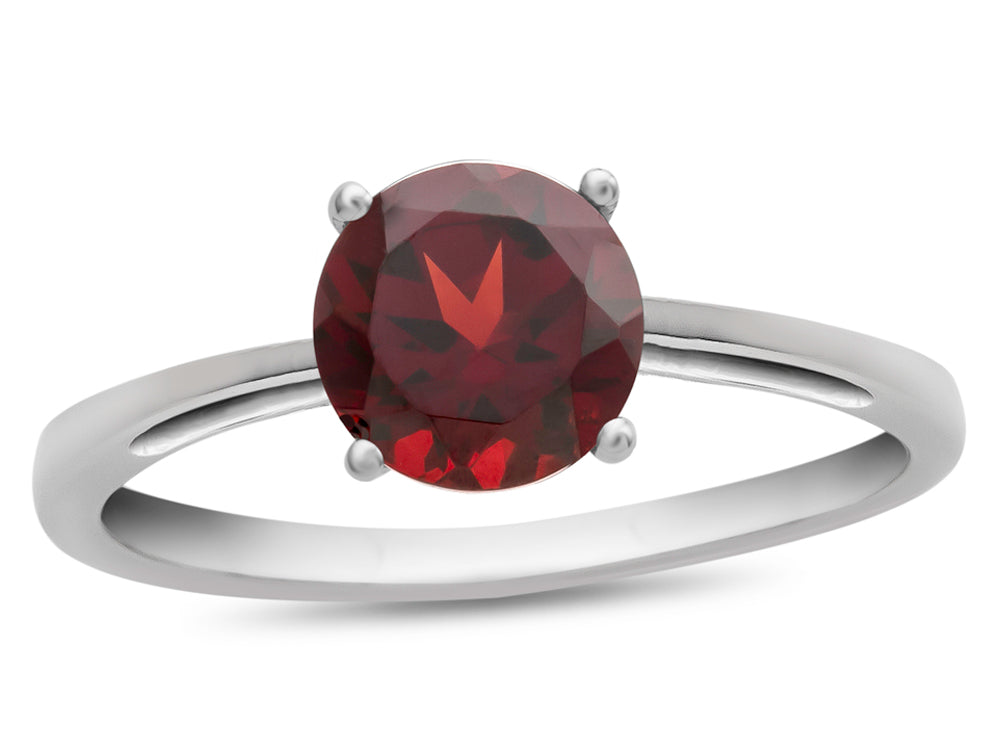 FJC Finejewelers 10k White Gold 7mm Solitaire Round Garnet Ring