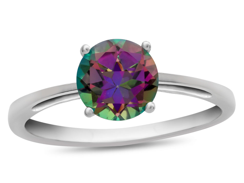 FJC Finejewelers 10k White Gold 7mm Solitaire Round Mystic Topaz Ring