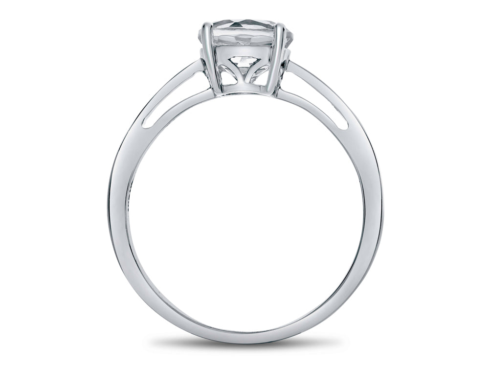 FJC Finejewelers 10k White Gold 7mm Solitaire Round Swiss Blue Topaz Ring