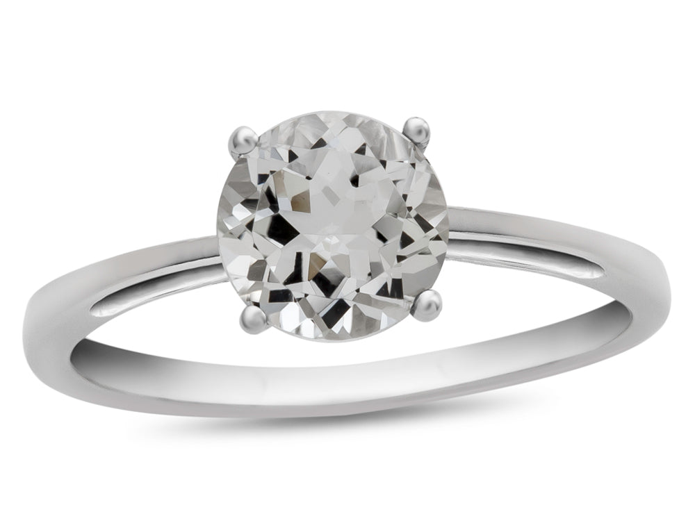 FJC Finejewelers 10k White Gold 7mm Solitaire Round White Topaz Ring