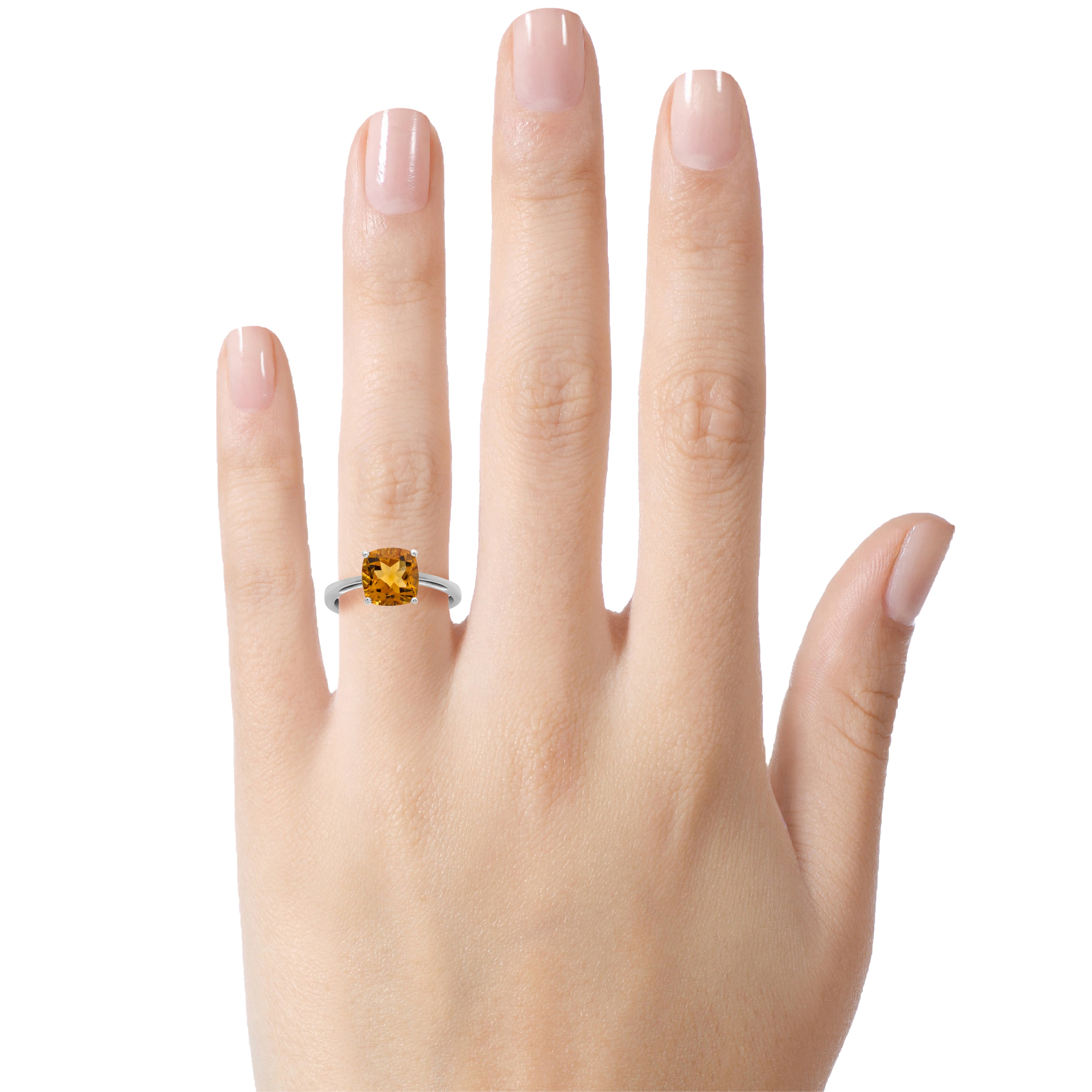 FJC Finejewelers 10k White Gold 7mm Solitaire Cushion-Cut Citrine Ring