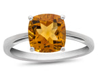FJC Finejewelers 10k White Gold 7mm Solitaire Cushion-Cut Citrine Ring