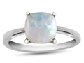 FJC Finejewelers 10k White Gold 7mm Solitaire Cushion-Cut Created Opal Ring