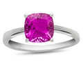 FJC Finejewelers 10k White Gold 7mm Solitaire Cushion-Cut Created Pink Sapphire Ring