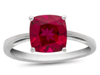 FJC Finejewelers 10k White Gold 7mm Solitaire Cushion-Cut Created Ruby Ring