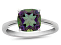 FJC Finejewelers 10k White Gold 7mm Solitaire Cushion-Cut Mystic Topaz Ring