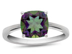 FJC Finejewelers 10k White Gold 7mm Solitaire Cushion-Cut Mystic Topaz Ring