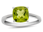 FJC Finejewelers 10k White Gold 7mm Solitaire Cushion-Cut Peridot Ring