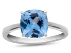 FJC Finejewelers 10k White Gold 7mm Solitaire Cushion-Cut Simulated Aquamarine Ring