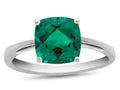 FJC Finejewelers 10k White Gold 7mm Solitaire Cushion-Cut Simulated Emerald Ring
