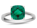 FJC Finejewelers 10k White Gold 7mm Solitaire Cushion-Cut Simulated Emerald Ring
