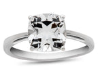 FJC Finejewelers 10k White Gold 7mm Solitaire Cushion-Cut White Topaz Ring