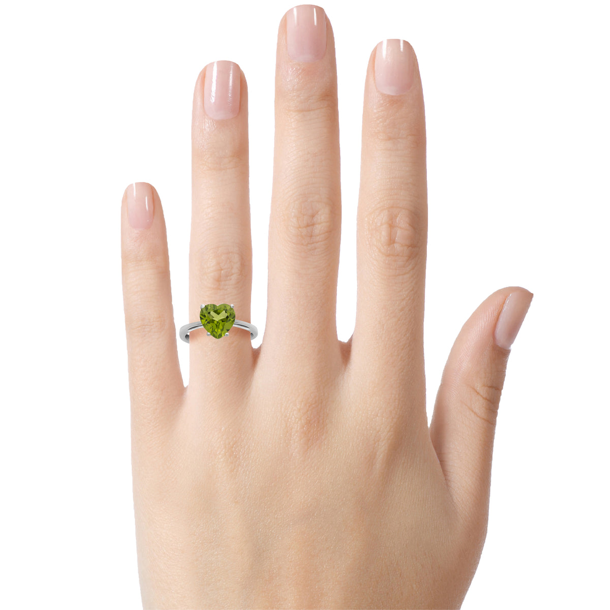 FJC Finejewelers 10k White Gold 7mm Solitaire Heart Shaped Peridot Ring