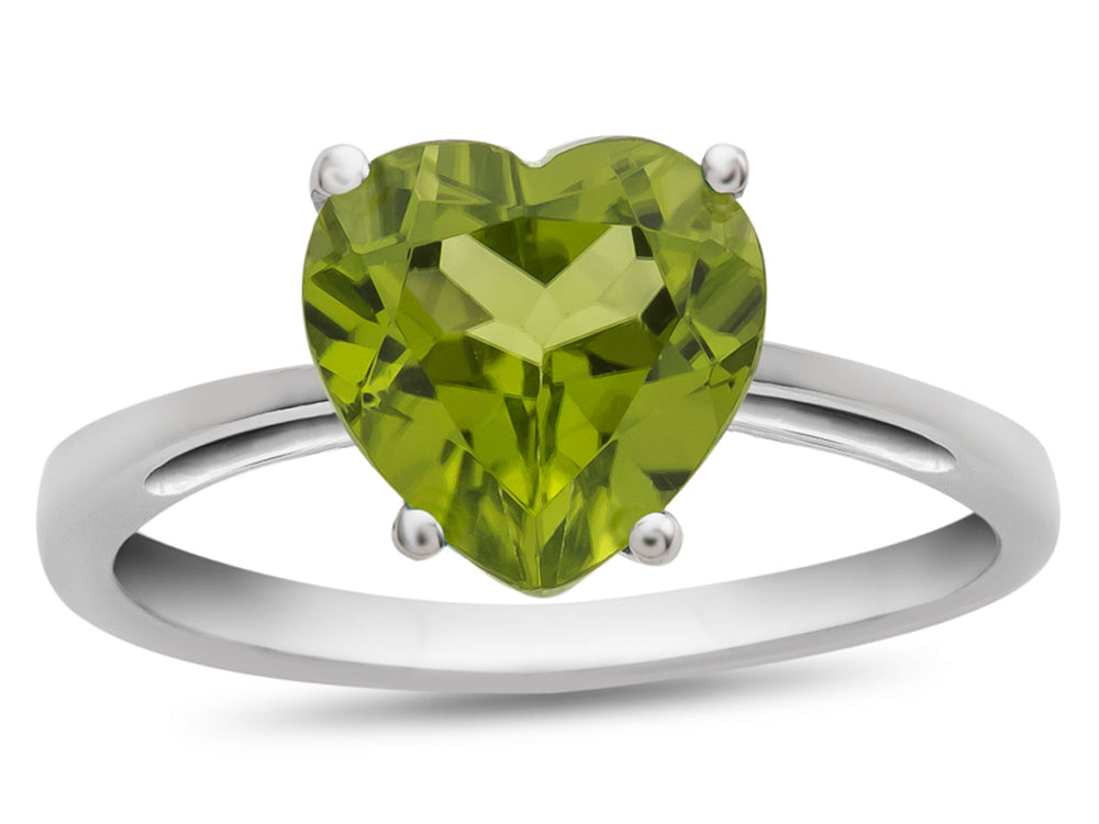 FJC Finejewelers 10k White Gold 7mm Solitaire Heart Shaped Peridot Ring