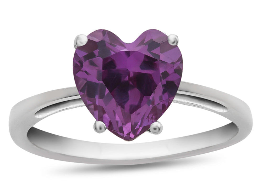 FJC Finejewelers 10k White Gold 7mm Solitaire Heart Shaped Simulated Alexandrite Ring