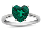 FJC Finejewelers 10k White Gold 7mm Solitaire Heart Shaped Simulated Emerald Ring
