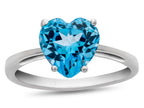 FJC Finejewelers 10k White Gold 7mm Solitaire Heart Shaped Swiss Blue Topaz Ring