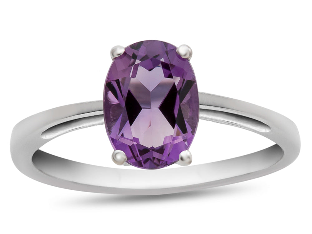 FJC Finejewelers 10k White Gold 7x5mm Solitaire Oval Amethyst Ring