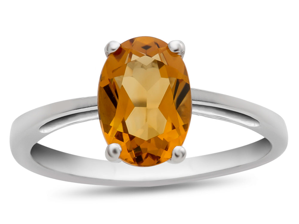 FJC Finejewelers 10k White Gold 7x5mm Solitaire Oval Citrine Ring