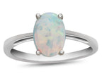 FJC Finejewelers 10k White Gold 7x5mm Solitaire Oval Created Opal Ring