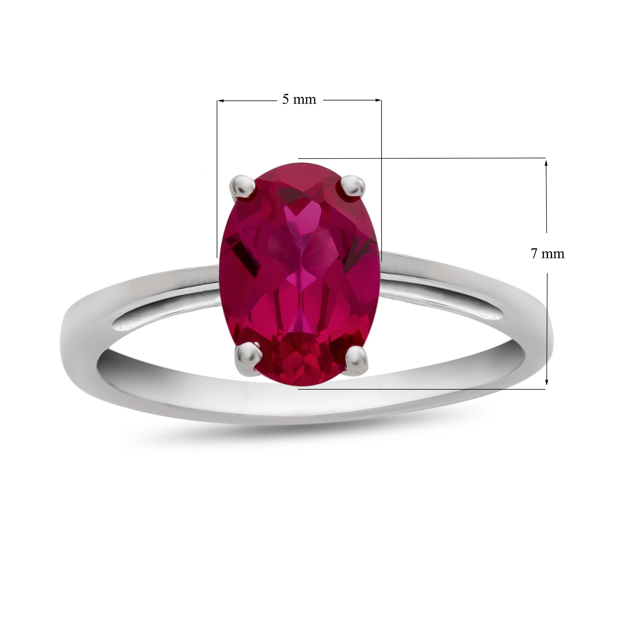 FJC Finejewelers 10k White Gold 7x5mm Solitaire Oval Created Ruby Ring