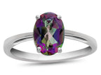 FJC Finejewelers 10k White Gold 7x5mm Solitaire Oval Mystic Topaz Ring
