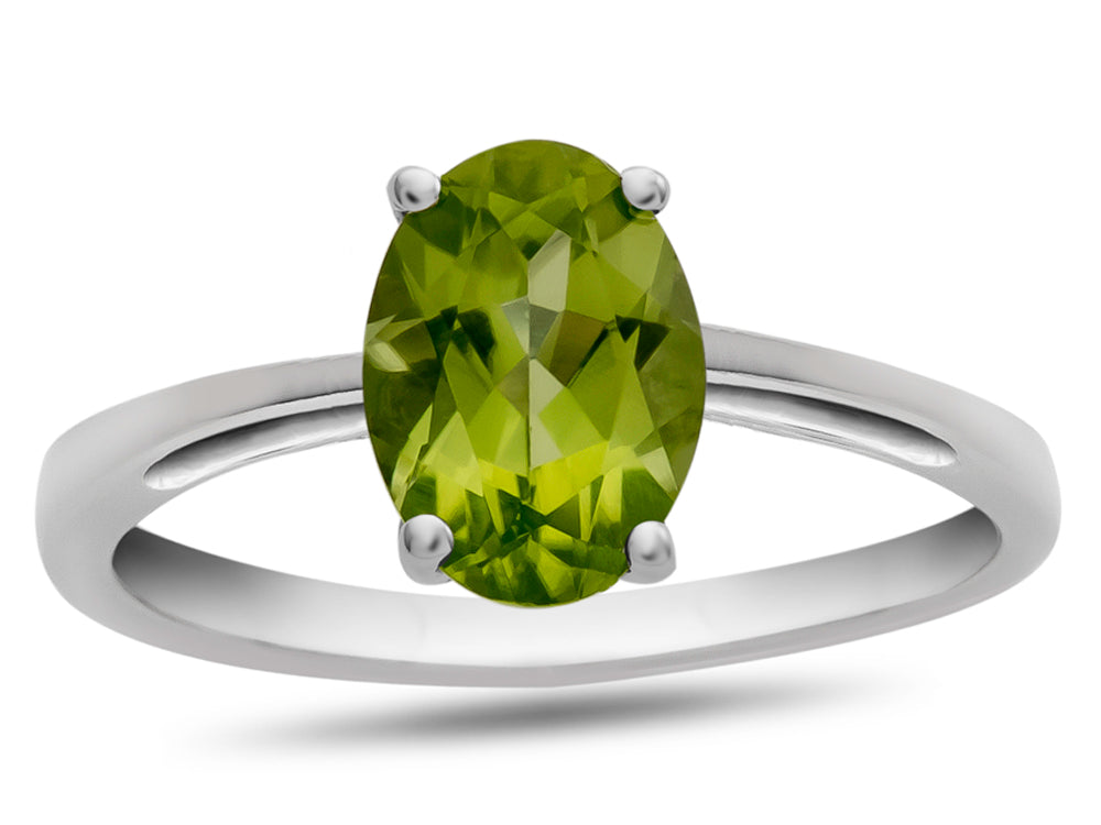 FJC Finejewelers 10k White Gold 7x5mm Solitaire Oval Peridot Ring