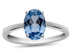 FJC Finejewelers 10k White Gold 7x5mm Solitaire Oval Simulated Aquamarine Ring