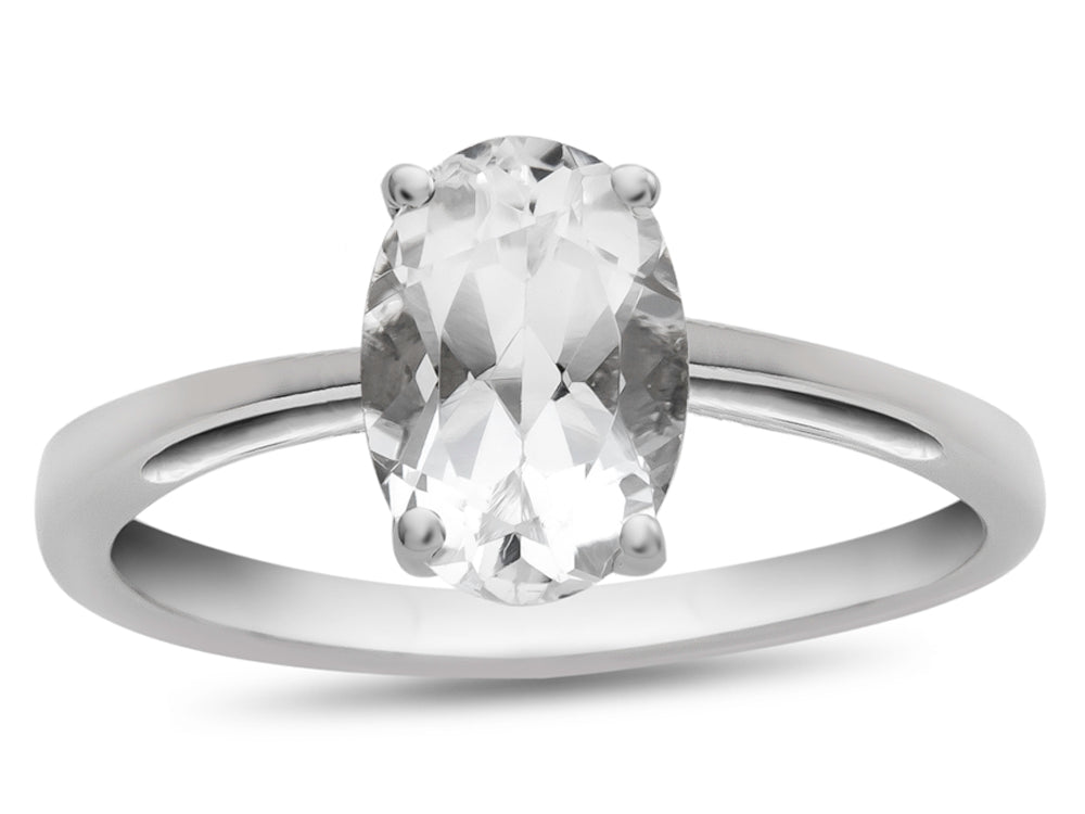 FJC Finejewelers 10k White Gold 7x5mm Solitaire Oval White Topaz Ring