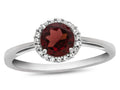 FJC Finejewelers 10k White Gold 6mm Round Garnet with White Topaz accent stones Halo Ring