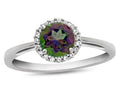 FJC Finejewelers 10k White Gold 6mm Round Mystic Topaz with White Topaz accent stones Halo Ring